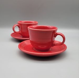 Fiesta Scarlet Ring Handled Cup and Saucer Set of 2 Scarlet Red Fiestaware